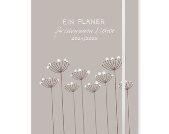 Calendrier des enseignants 2024 2025 | Planificateur d’enseignant A5+ pour la préparation et la planification des cours | Planificateur scolaire pour l'année scolaire 2024/25 | 17 x 24 cm, gris beige