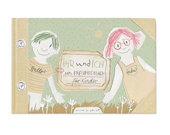 Freundebuch für Kinder - Ihr und ich, A5 Hardcover Kinderfreundebuch, Grün