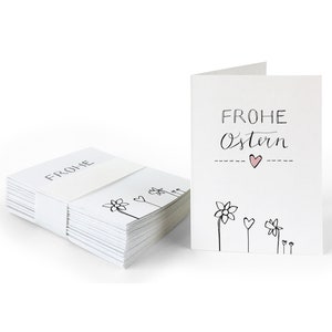 Étiquette cadeau joyeuses Pâques | Blanc | 25 mini cartes de Pâques originales pour étiqueter les cadeaux de Pâques | Cartes pliantes A7 en papier recyclé