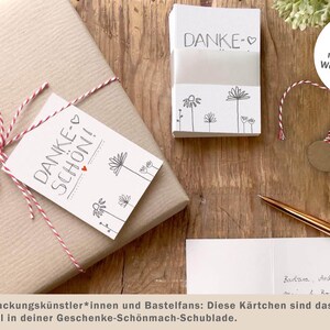 Geschenkanhänger Weiß zum Danke sagen, mini Klappkarten mit Blumen zum beschriften deiner Dankeschön Geschenke