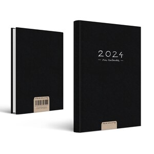 Terminkalender A5 Kalender 2024 quer Wochenplaner & Notizbuch für mehr Achtsamkeit schlichter Hardcover Taschenkalender Schwarz Weiß Bild 10