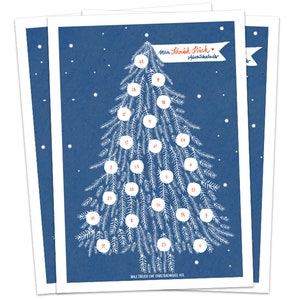 Mini Adventskalender, 5 Postkarten mit Baumkugeln zum Ausmalen | Alternative für Weihnachtskarten & Weihnachtsgrüße | Blau Weiß Rot
