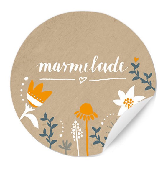 Marmeladenetiketten Beige Mit Blumen 24 Sticker Im Floralen Etsy