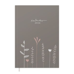 Terminkalender A5 Kalender 2024 Wochenplaner und Notizbuch für mehr Achtsamkeit Softcover Taschenkalender Beige Weiß Rosa Bild 1