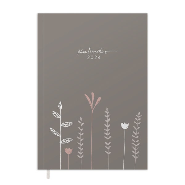 Calendrier de rendez-vous A5 - calendrier 2024 | Planificateur hebdomadaire et carnet pour plus de pleine conscience | Calendrier de poche à couverture souple | Beige blanc rose