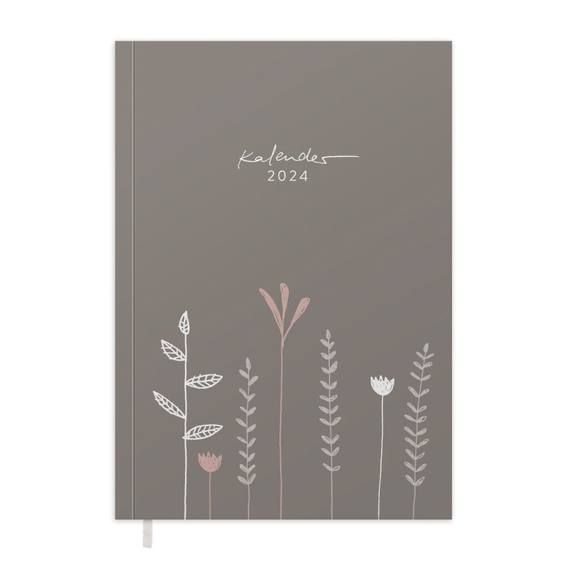 Appointment calendar A5 Calendar 2024 Weekly planner and notebook for more mindfulness Softcover pocket calendar Beige White Pink image 1