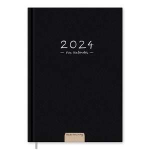 Terminkalender A5 Kalender 2024 quer Wochenplaner & Notizbuch für mehr Achtsamkeit schlichter Hardcover Taschenkalender Schwarz Weiß Bild 1