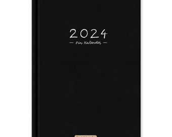 Calendrier de rendez-vous A5 - calendrier 2024 paysage | Planificateur et carnet hebdomadaire pour plus de pleine conscience | calendrier de poche simple à couverture rigide | noir et blanc