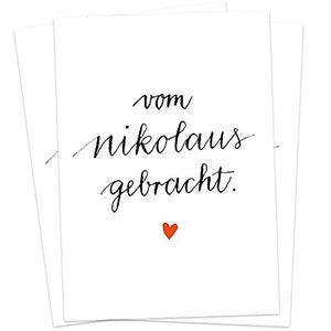 10 cartes de Noël du Père Noël - apportées par le Père Noël ! - Papier recyclé, calligraphie, blanc noir