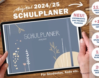 Lehrerkalender digital 2024 2025 | digitaler GoodNotes Lehrerplaner für Unterrichtsvorbereitung & Planung | Schulplaner Schuljahr 2024/25