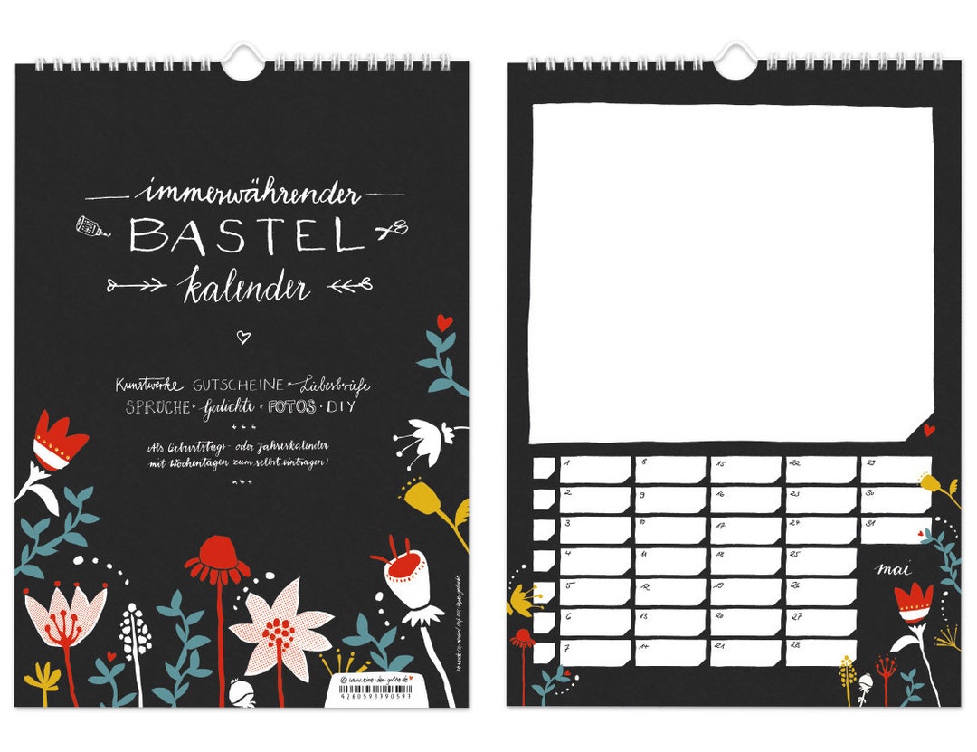Bastelkalender A4 ohne Jahr, Fotokalender, Kreativkalender 