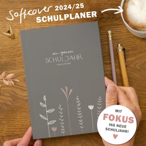 Lerarenkalender 2024 2025 A5 lerarenplanner voor lesvoorbereiding Softcover schoolplanner voor schooljaar 2024/25 grijs wit roze afbeelding 2