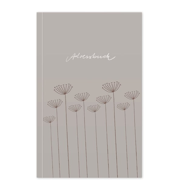 Adressbuch beige | Blumen Design | handliches Notizbuch mit Register zum Ausschneiden | Softcover, liniert, 11,5x18 cm, Recyclingpapier