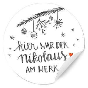 24 autocollants Père Noël NIKOLAUS AT WORK pour chaussettes et vœux du Père Noël, blanc