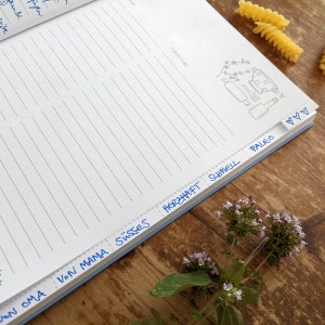 Rezeptbuch A5 zum Selberschreiben Selbstgemacht DIY Kochbuch, Geschenkidee Blau Rosa Ähren Design FSC Papier, Softcover Bild 7