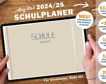 Lehrerkalender digital 2024 2025 | digitaler GoodNotes Lehrerplaner für Unterrichtsvorbereitung & Planung | Schulplaner Schuljahr 2024/25