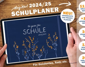 Calendrier numérique des enseignants 2024 2025 | planificateur numérique pour enseignants GoodNotes pour la préparation et la planification des cours | Agenda scolaire année scolaire 2024/25