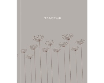 Liebes Tagebuch - Notizbuch liniert für Erwachsene, Mädchen & Teenager | 92 Seiten, FSC Papier | A5 Softcover | Grau Beige mit Blumen