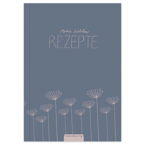 Rezeptbuch A5 zum Selberschreiben Meine liebsten Rezepte DIY Kochbuch, Geschenkidee Design in Blau Rosa FSC Papier, Softcover Bild 1
