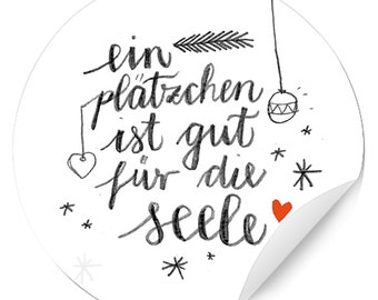 24 stickers voor koekjes, peperkoek & kerstkoekjes, handgeschreven look, wit