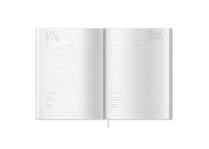 Rezeptbuch A5 zum Selberschreiben Selbstgemacht DIY Kochbuch, Geschenkidee Blau Rosa Ähren Design FSC Papier, Softcover Bild 8