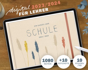 Lehrerkalender digital 2023 2024 | digitaler GoodNotes Lehrerplaner für Unterrichtsvorbereitung & Planung | Schulplaner Schuljahr 2023/24