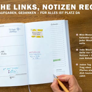 Kalender 2027 Wochenplaner mit 2 Seiten pro Woche 7 Tage links Notizseite rechts Terminplaner in Creme Beige mit Jahresübersicht und Monatsplanung