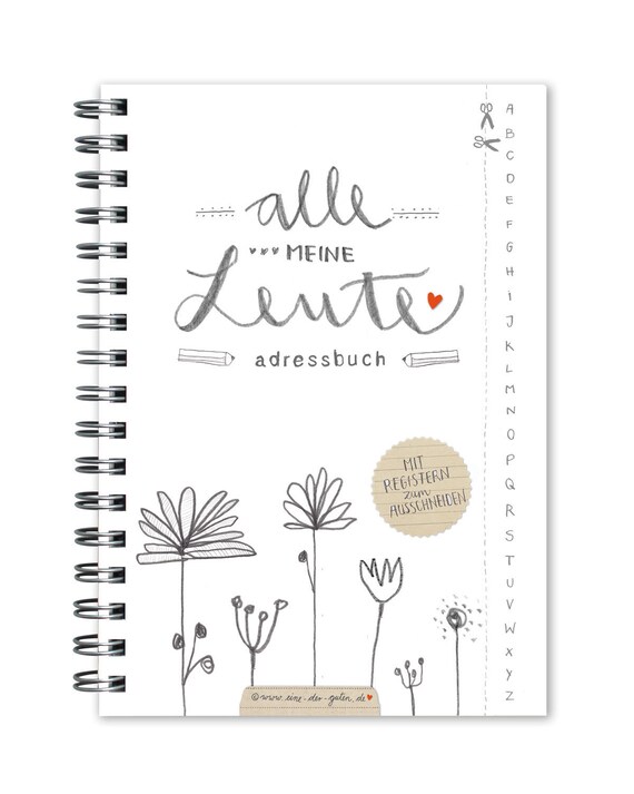Address Book A6 All My People With Registers White With Flowers - 