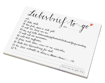 Love letter to go, for your loved ones, A6 tear-off pad, white