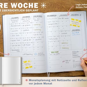 Detailansicht Wochenplanung Lehrerkalender 2026 2027 mit Jahresübersicht, Stundenpläne, Klassenliste, blau rosa