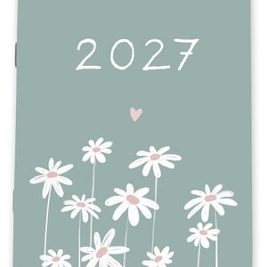 Kleiner Taschenkalender A6 2027, mini Monatsplaner mit Jahresübersicht & Notizseiten, Mint