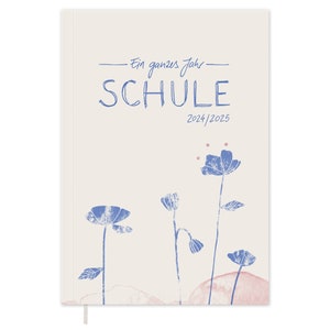 Lehrerkalender 2024 2025 A5 Lehrerplaner für Unterrichtsvorbereitung Softcover Schulplaner für Schuljahr 2024/25 creme blau rosa Bild 1