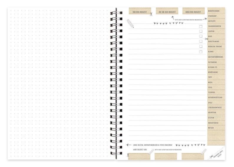 Wedding planner A5, notebook with register, wedding planner, white with flowers image 4