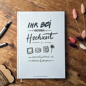 Hochzeitsgästebuch Ihr Bei Unserer Hochzeit Hardcover Gästbuch mit Fragen für Hochzeit Grau Weiß Rosa Bild 2