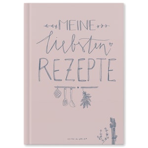 Rezeptbuch A4 zum Selberschreiben Meine liebsten Rezepte DIY Kochbuch, Geschenkidee Design in Rosa Blau FSC Papier, Hardcover Bild 1