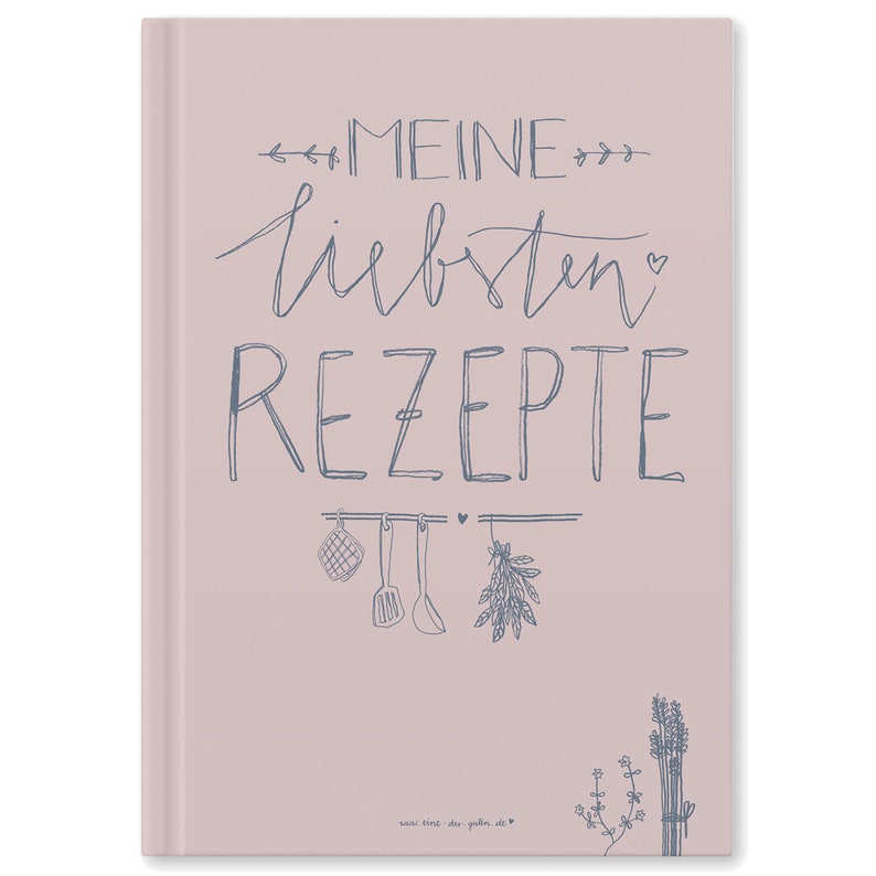 Rezeptbuch A4 zum Selberschreiben Meine liebsten Rezepte DIY Kochbuch, Geschenkidee Design in Rosa Blau FSC Papier, Hardcover Bild 1