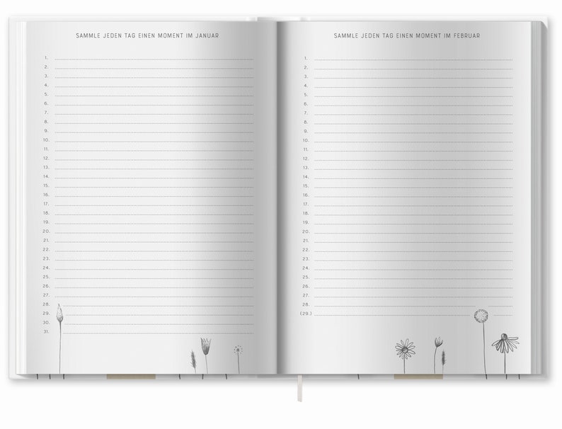 Tagebuch A5 ein Momentesammler Eintragbuch für die schönsten Augenblicke, Erinnerungen, Erlebnisse, Anekdoten Hardcover weiß beige Bild 8