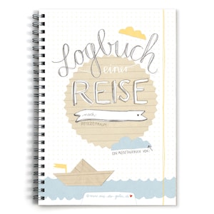 Travel diary A5, logbook of a trip, dotted, white beige image 1