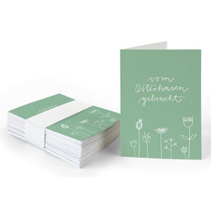 Geschenkanhänger vom Osterhasen gebracht | Grün Weiß | 25 mini Osterkarten zum Ostergeschenke Beschriften | A7 Recyclingpapier Klappkarten