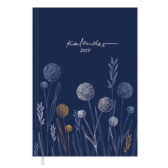 A5 Terminkalender - Planer 2027 | Softcover Wochenplaner mit linierten Tagesfelder | Taschenkalender & Terminplaner | Blau Weiß Orange