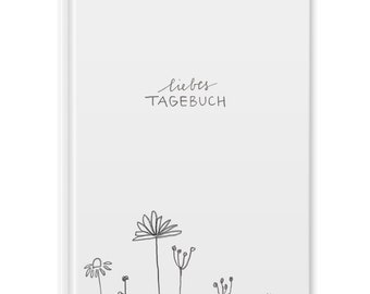 Liebes Tagebuch - Notizbuch liniert für Erwachsene, Mädchen & Teenager | 120 Seiten, Recyclingpapier | Hardcover 18x24 cm | Weiß mit Herz