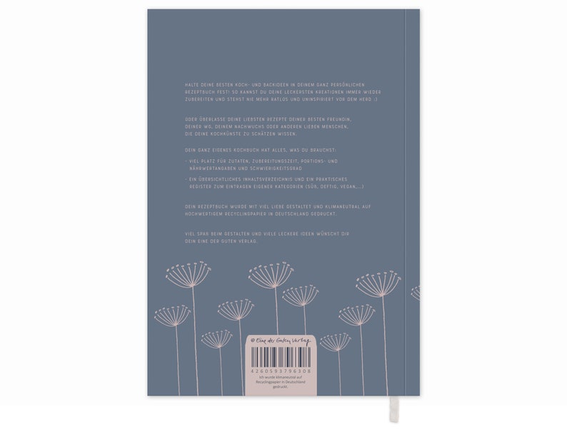 Rezeptbuch A5 zum Selberschreiben Meine liebsten Rezepte DIY Kochbuch, Geschenkidee Design in Blau Rosa FSC Papier, Softcover Bild 10