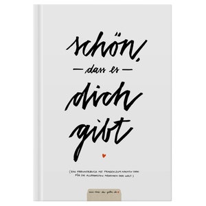 Guestbook with questions to fill out | Friendship book for adults to write and paint | FSC paper, climate-neutral | White | Hardcover
