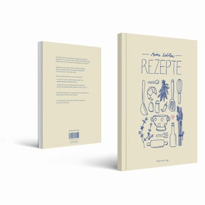 Receptenboek A5 om zelf te schrijven Mijn favoriete recepten DIY-kookboek, cadeau-idee Ontwerp in geelblauw Gerecycled papier, zachte kaft afbeelding 9