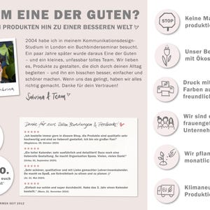 Nachhaltige Kalender 2027 von Eine der Guten klimaneutral produziert mit Ökofarben gedruckt, keine Massenproduktion