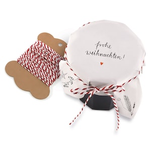 25 Marmeladendeckchen - frohe Weihnachten! - für Weihnachtsgeschenke, Recyclingpapier Abreißblock, Weiß