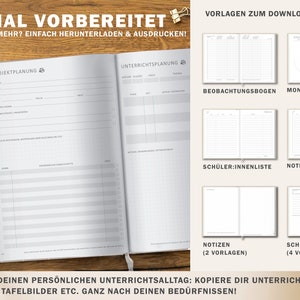 Primary school planner 2024 2025 A4 teacher calendar for lesson preparation & planning Teacher planner school year 2024/25 21 x 30 cm, grey white image 6