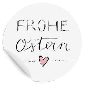 Ostersticker frohe Ostern | 24 Aufkleber für Ostergrüße im DIY Design mit Herz | Osteraufkleber für Kinder, Mädchen & Erwachsene | Weiß Rosa