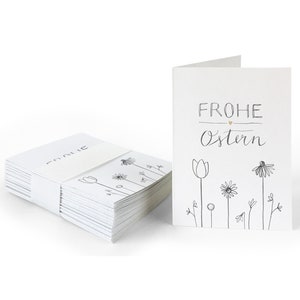 Geschenkanhänger frohe Ostern | Weiß Beige | 25 originelle mini Osterkarten zum Ostergeschenke Beschriften | A7 Recyclingpapier Klappkarten
