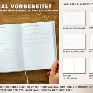 Lehrerkalender 2024 2025 A5 Lehrerplaner für Unterrichtsvorbereitung Hardcover Schulplaner für Schuljahr 2024/25 weiß schwarz beige Bild 6